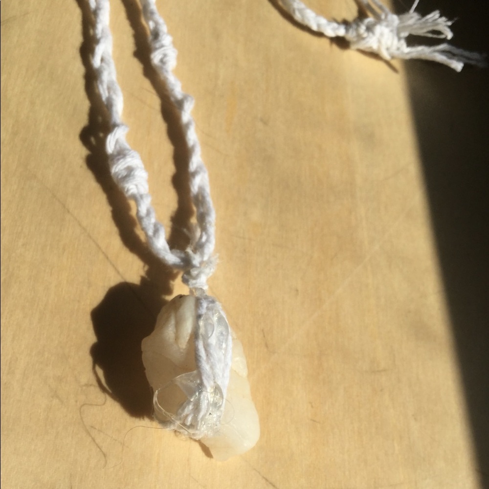 Homemade hemp rope / quartz braided necklace